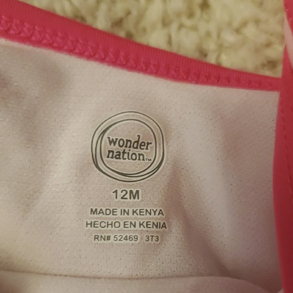 5 For 25$ Wonder Nation Pink Swimsuit with Bows‎ Baby Size 12 Months